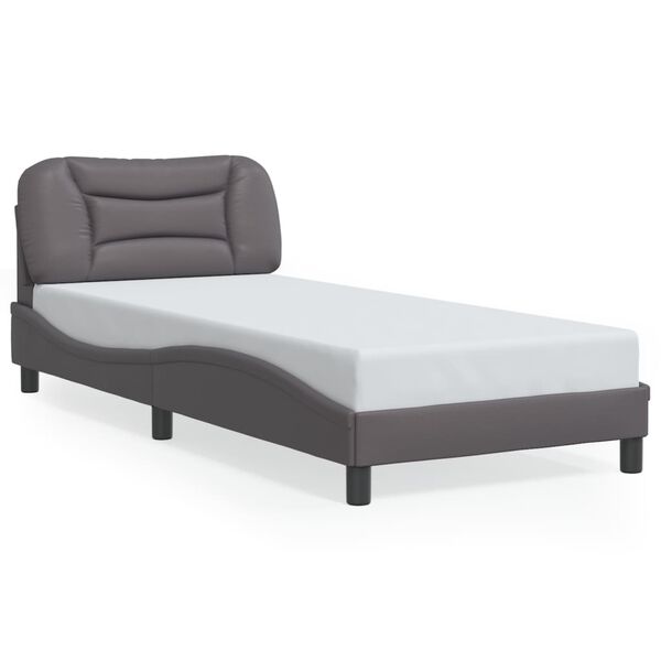 vidaXL Estructura de cama sin colch&oacute;n Hvar cuero sint&eacute;tico gris 90x190 cm