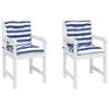 vidaXL Cojines silla de respaldo bajo 2 uds tela a rayas azul y blanco