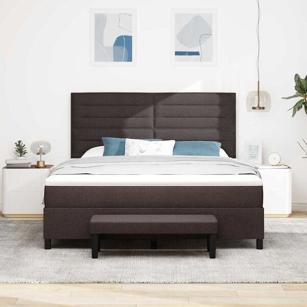 vidaXL Cama tipo Box Spring Marr&oacute;n Oscuro 180 x 200 cm tela