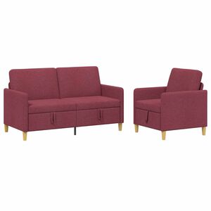 vidaXL Juego de Sof&aacute;s con Almacenamiento 2 uds. Rojo vino Poli&eacute;ster