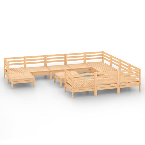vidaXL Juego de muebles de jard&iacute;n 12 piezas madera maciza de pino