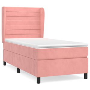vidaXL Cama box spring con colch&oacute;n terciopelo rosa 90x190 cm