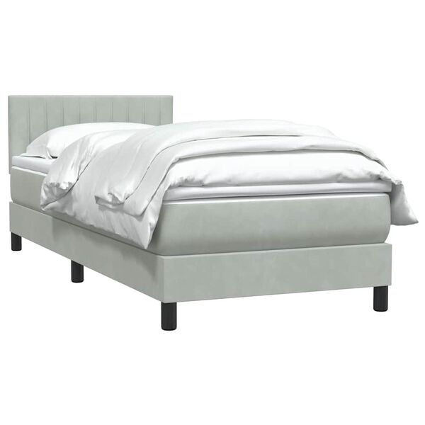 vidaXL Cama box spring con colch&oacute;n terciopelo gris claro 80x210 cm