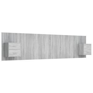vidaXL Cabecero de cama y mesitas madera contrachapada gris Sonoma