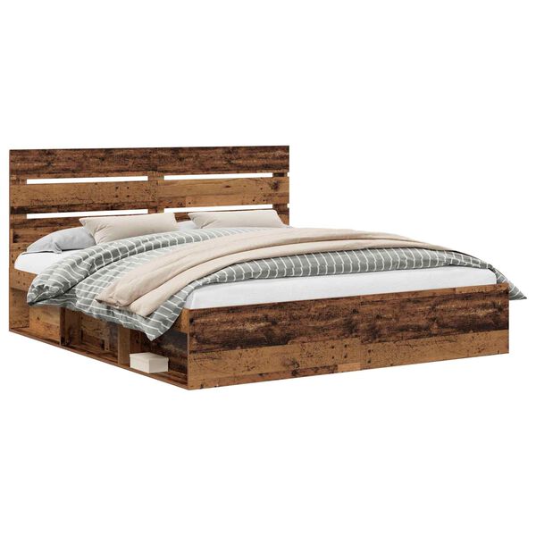 vidaXL Estructura de cama con cabecera Madera vieja 200 x 200 cm