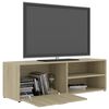 vidaXL Mueble de TV madera contrachapada color roble 120x34x37 cm