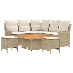 vidaXL Juegos de muebles 6 pcs Beige y Crema Rat&aacute;n sint&eacute;tico