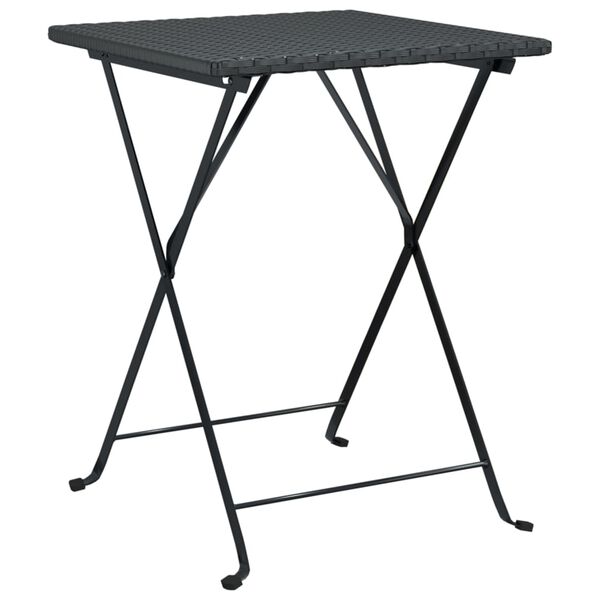 vidaXL Mesa bistró plegable negra ratán sintético 55x54x71 cm