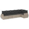 vidaXL Set de sof&aacute;s de jard&iacute;n 6 pzas y cojines rat&aacute;n sint&eacute;tico gris