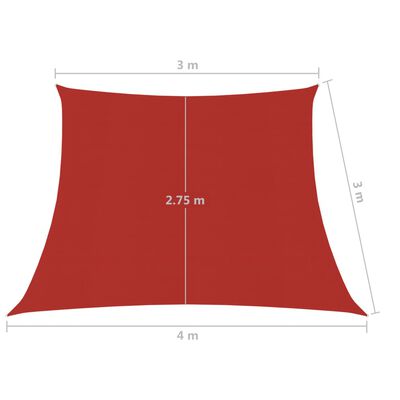 vidaXL Toldo de vela HDPE rojo 160 g/m² 3/4x3 m