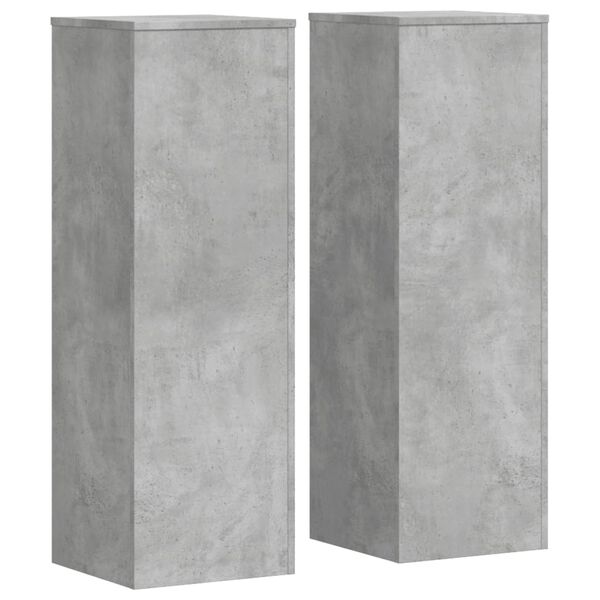 vidaXL Soportes para plantas 2 uds madera gris hormig&oacute;n 33x33x100 cm