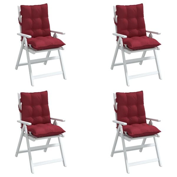 vidaXL Cojines para silla respaldo bajo 4 uds tela Oxford rojo tinto
