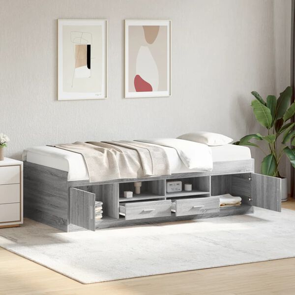 vidaXL Sofá cama con cajones sin colchón gris Sonoma 100x200 cm