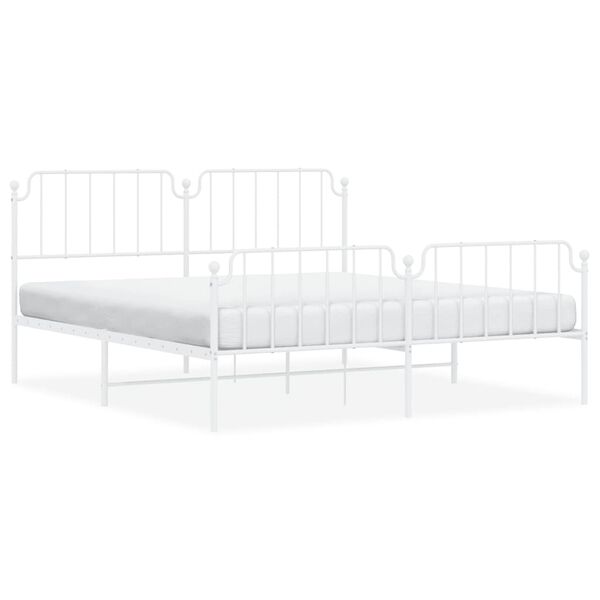 vidaXL Estructura cama sin colch&oacute;n con estribo metal blanco 183x213 cm