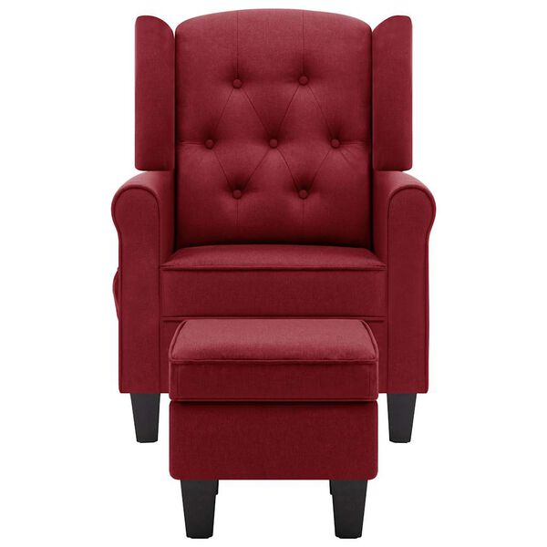 vidaXL Sill&oacute;n de masaje con reposapi&eacute;s tela rojo tinto