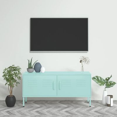 vidaXL Mueble para TV de acero verde menta 105x35x50 cm