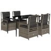 vidaXL Set comedor de jard&iacute;n 5 piezas con cojines rat&aacute;n sint&eacute;tico gris