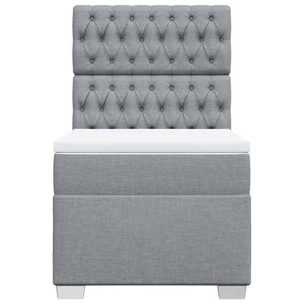 vidaXL Cama box spring con colch&oacute;n tela gris claro 90x200 cm