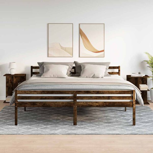 vidaXL Mesita noche 2 uds madera ingenier&iacute;a roble ahumado 46,5x29x61cm