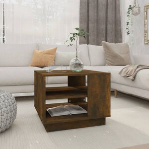 vidaXL Mesa de centro madera de ingenier&iacute;a roble ahumado 55x55x43 cm