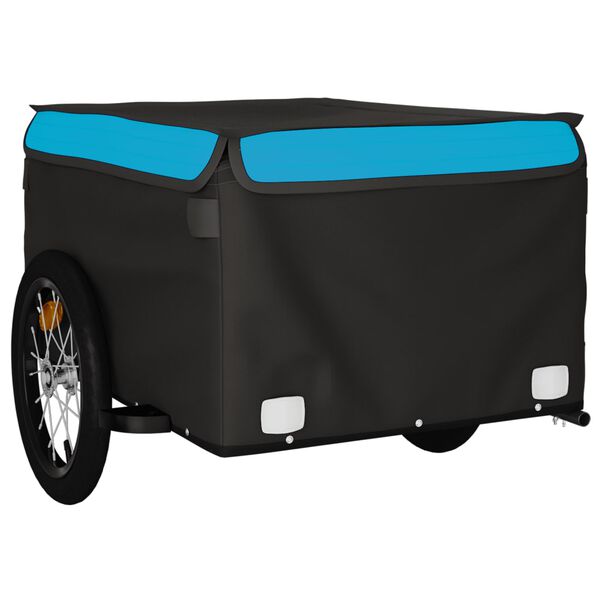 vidaXL Remolque para bicicleta hierro negro y azul 45 kg