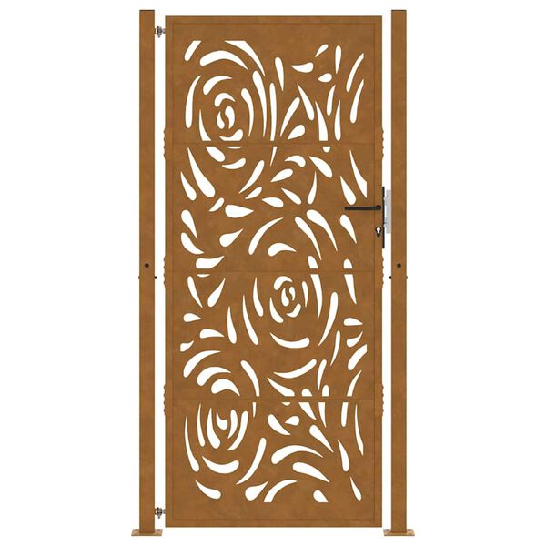 vidaXL Puerta de jardín 100x200 cm de acero corten con diseño de llamas