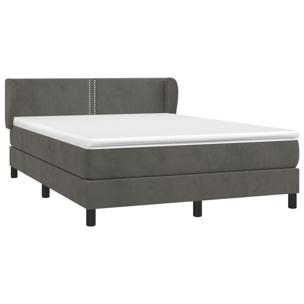 vidaXL Cama box spring con colch&oacute;n terciopelo gris oscuro 140x200 cm