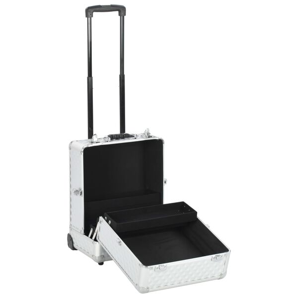 vidaXL Malet&iacute;n trolley de maquillaje aluminio plateado 35x29x45 cm