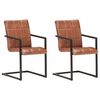 vidaXL Sillas voladizas de comedor 2 unidades cuero auténtico marrón