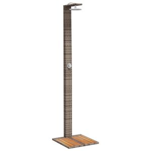 vidaXL Ducha de exterior rat&aacute;n PE y madera acacia gris 50x55x224 cm
