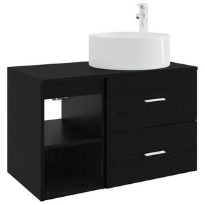 vidaXL Juego de muebles de ba&ntilde;o 2 uds. Roble Negro