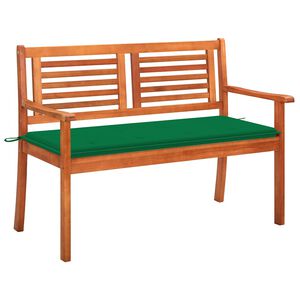 vidaXL Banco de jard&iacute;n 2 plazas madera maciza eucalipto y coj&iacute;n 120 cm