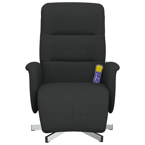 vidaXL Sill&oacute;n reclinable de masaje con reposapi&eacute;s tela negra