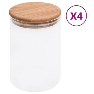 vidaXL Tarros de almacenaje con tapa de bamb&uacute; 4 unidades 800 ml