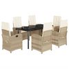 vidaXL Set comedor de jard&iacute;n 7 pzas con cojines rat&aacute;n sint&eacute;tico beige