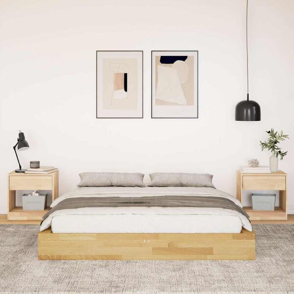vidaXL Estructura de cama sin colch&oacute;n 135x190 cm madera maciza roble