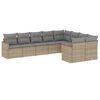 vidaXL Set de sof&aacute;s de jard&iacute;n 9 pzas con cojines rat&aacute;n sint&eacute;tico beige