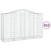 vidaXL Cestas gaviones 12 uds forma de arco hierro 200x50x120/140 cm