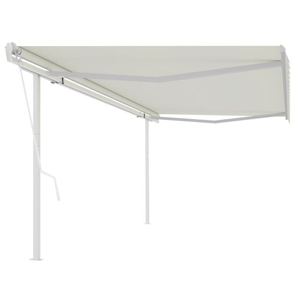 vidaXL Toldo retr&aacute;ctil autom&aacute;tico con postes crema 5x3 m