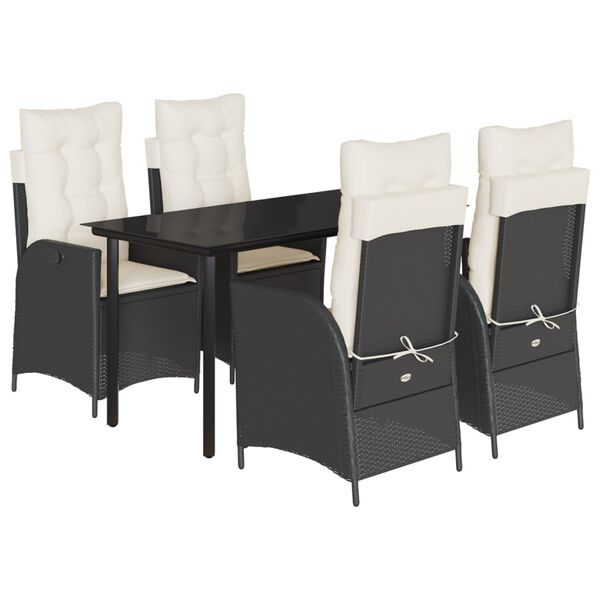 vidaXL Set de muebles jard&iacute;n 5 pzas con cojines rat&aacute;n sint&eacute;tico negro