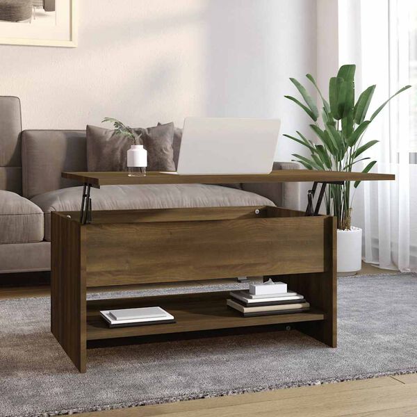 vidaXL Mesa de centro madera contrachapada roble marrón 80x50x40 cm