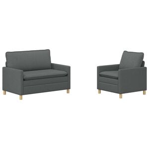 vidaXL Juego de Sof&aacute; 2 uds. 3 plaza Gris oscuro Tela