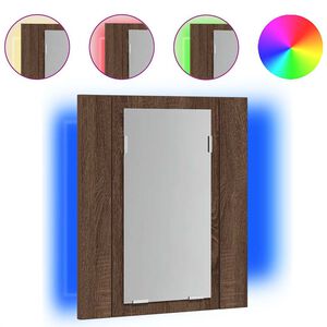 vidaXL Armario de ba&ntilde;o con espejo LED madera marr&oacute;n roble 40x12x45 cm