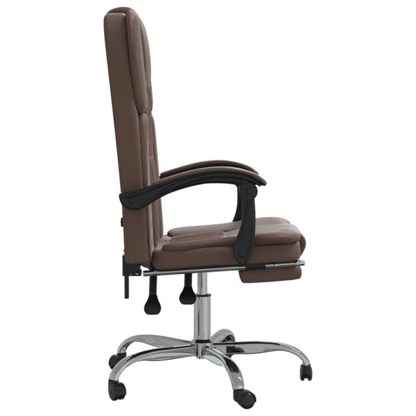 vidaXL Silla de oficina reclinable cuero sintético marrón
