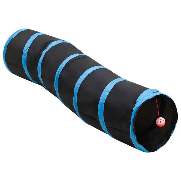 vidaXL Túnel para gatos con forma de S poliéster negro y azul 122 cm