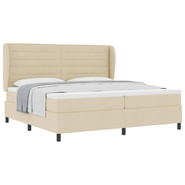 vidaXL Cama tipo Box Spring con colch&oacute;n Crema 200 x 200 cm tela