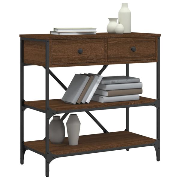 vidaXL Mesa consola madera de ingeniería marrón roble 75x34,5x75 cm