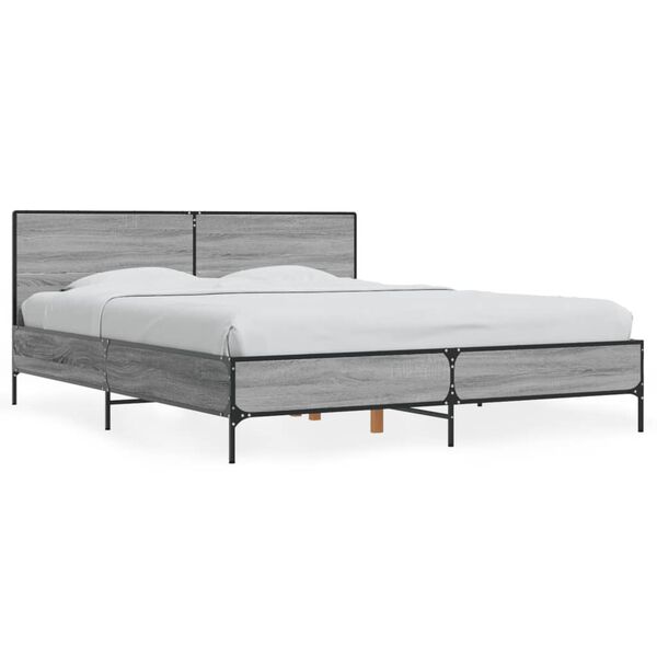 vidaXL Estructura cama madera ingenier&iacute;a metal gris Sonoma 160x200 cm