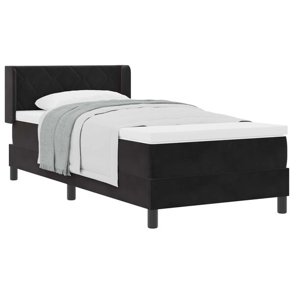vidaXL Cama tipo Box Spring con colch&oacute;n Negro 200 x 90 cm Terciopelo