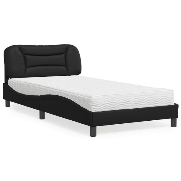 vidaXL Cama con colch&oacute;n Hvar cuero sint&eacute;tico negro 100x200 cm